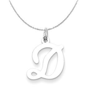 Silver, Sophia Collection, Small Script Initial D Necklace - 24 In